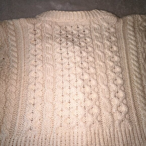 Kilronan Knitwear 100% Irish Merino Wool Button Sweater 3/4 Sleeves Cream Size M - Picture 11 of 16